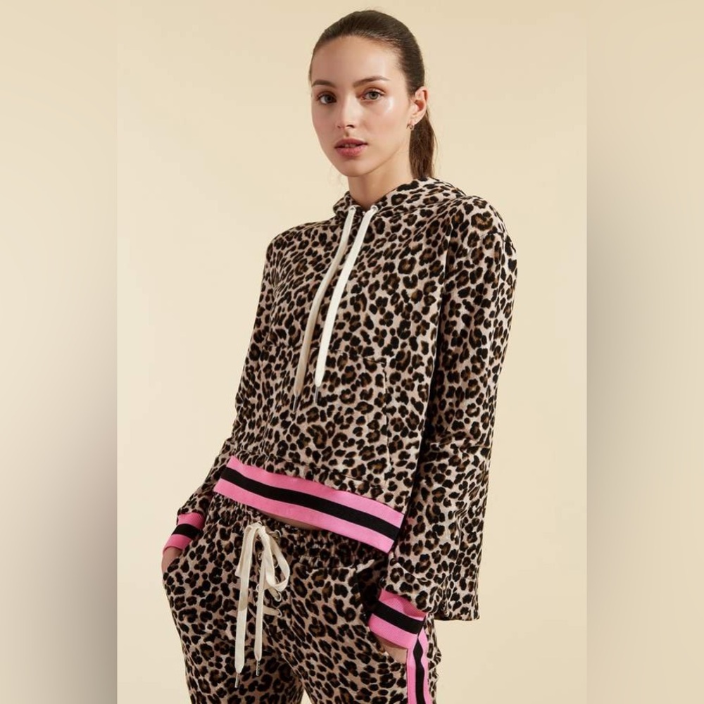 Bandier x Veronica Beard leopard matching sweatsuit set, size small